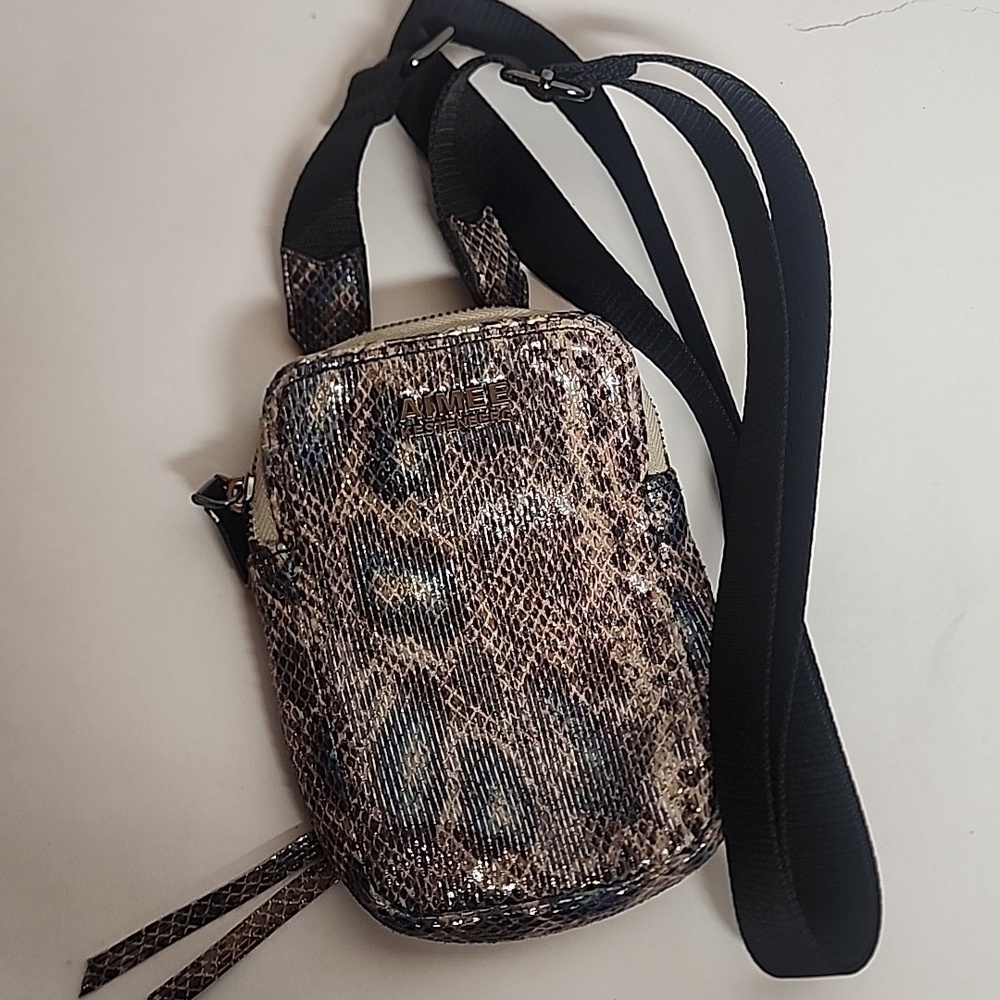 Aimee Kestenberg Iridescent Multi-Tone Snake Print Crossbody/cell Leather Bag. - Picture 3 of 13